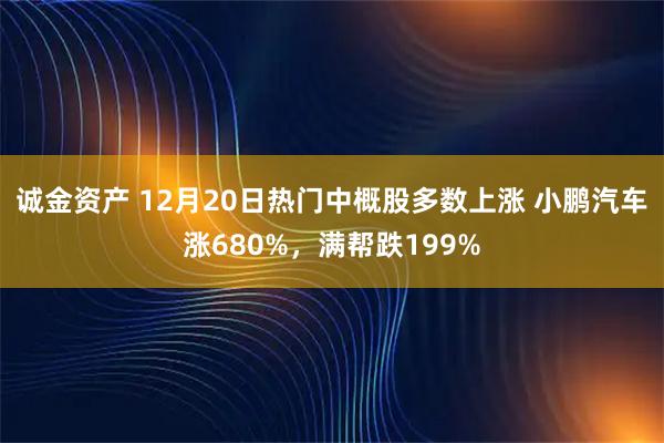 诚金资产 12月20日热门中概股多数上涨 小鹏汽车涨680%，满帮跌199%